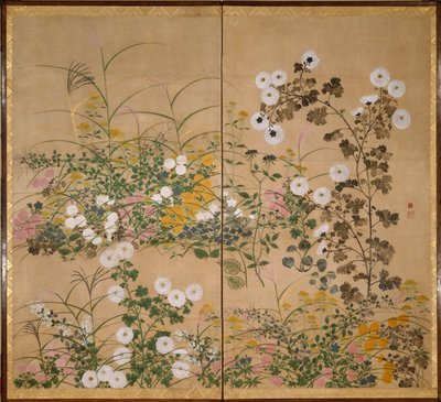 Plantas florecientes en otoño - Korin, Ogata (1658-1716) - Siglo XVIII - Museo de Arte Suntory de Ogata Korin