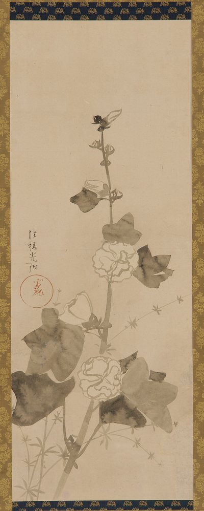 Malvarrosas, período Edo, finales del siglo XVII-principios del siglo XVIII de Ogata Korin