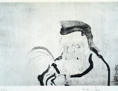 Retrato de anciano, dibujo de Ogata Korin, tinta sobre seda, civilización japonesa, período Edo de Ogata Korin