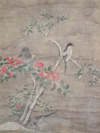 Pájaros y camelia en la nieve, c.1700 de Ogawa Haritsu