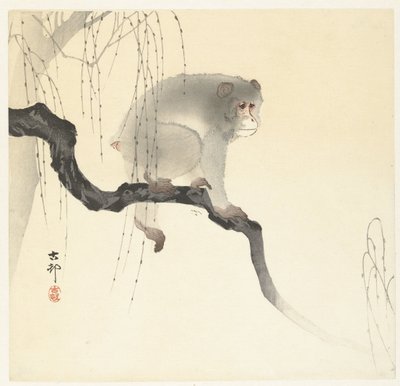 Mono en la rama de un árbol de Ohara Koson