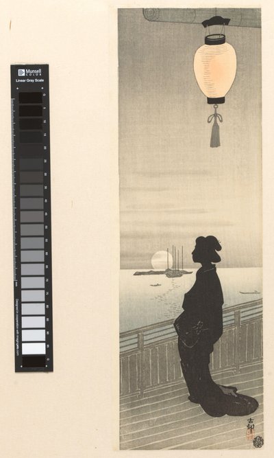 Cortesana op veranda de Ohara Koson