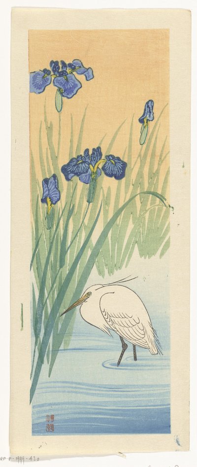 Garceta con lirios de Ohara Koson
