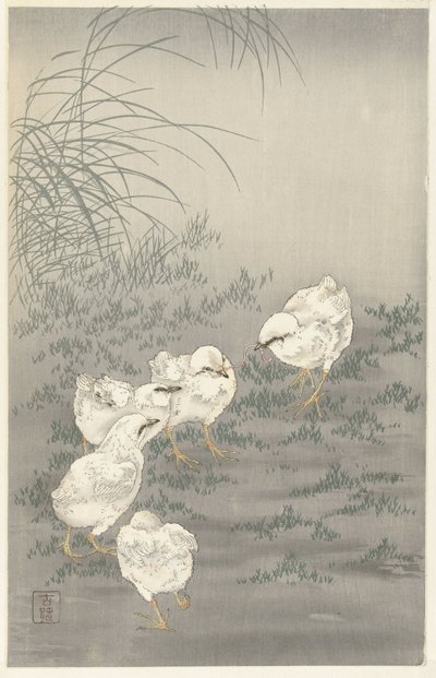 Cinco pollos de Ohara Koson
