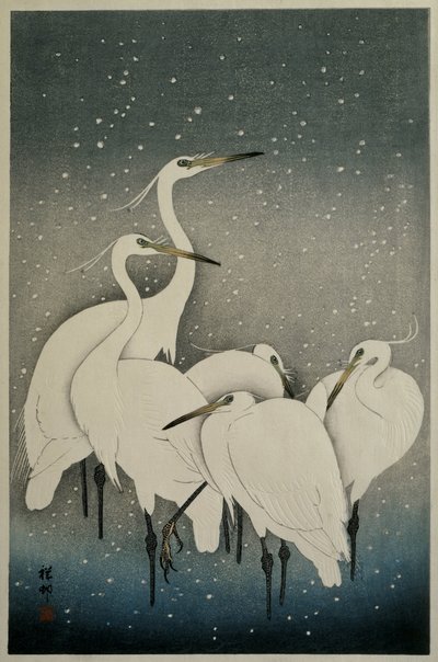 grupo de garcetas de Ohara Koson