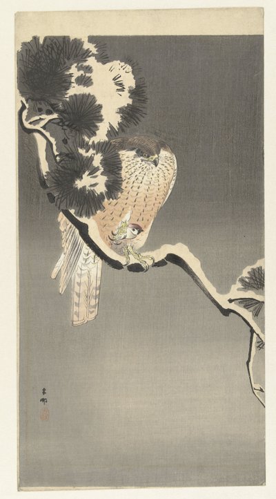 halcón con mus de Ohara Koson