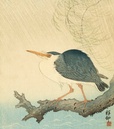 Garza en la tormenta, del artista japonés Ohara Koson de Ohara Koson
