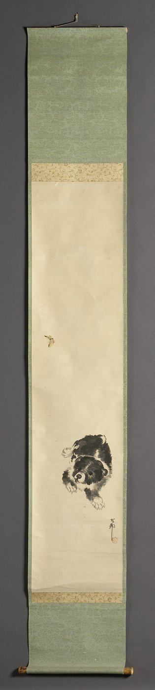 perro con mariposa de Ohara Koson