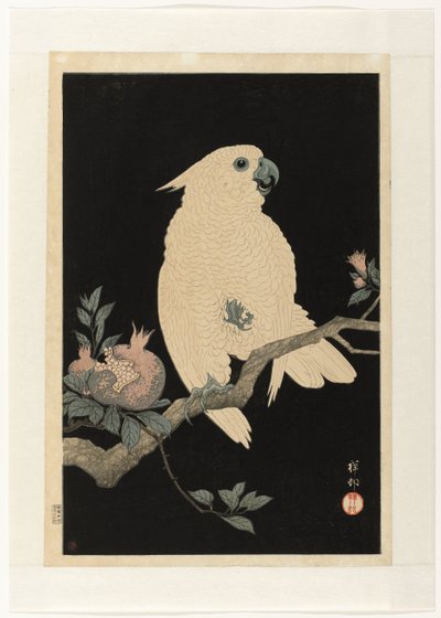 cacatúa con granada de Ohara Koson