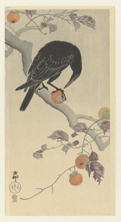 Cuervo con caquis de Ohara Koson