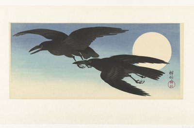 cantando en luna llena de Ohara Koson