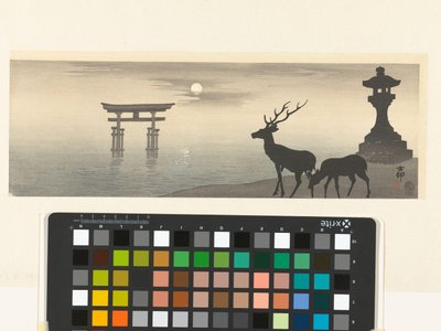 Paisaje con torii y ciervos de Ohara Koson