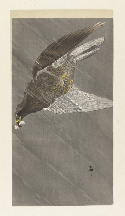Águila voladora hacia abajo de Ohara Koson