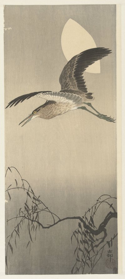 garza y ​​luna de Ohara Koson