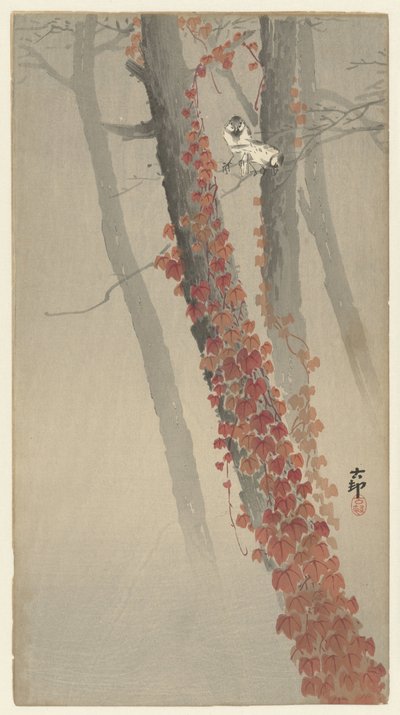 hiedra roja de Ohara Koson