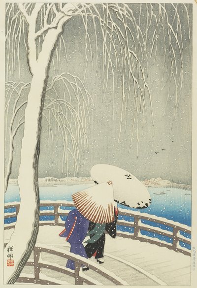 Nieve en Yanagibashi, 1927 de Ohara Koson