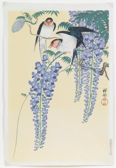 Golondrinas y Glicinas de Ohara Koson