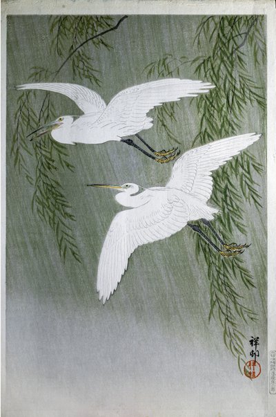Dos garzas volando libres, 1907 de Ohara Koson