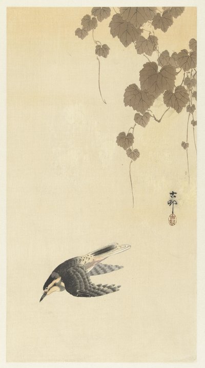 Pájaro en vuelo descendente de Ohara Koson