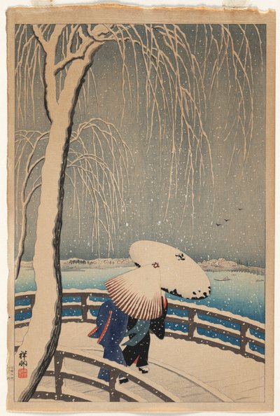 Umbrellas in Snow de Ohara Shoson