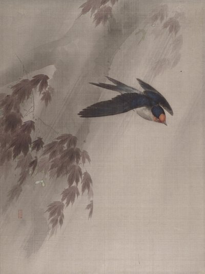 Una golondrina en la lluvia de Okada Baison