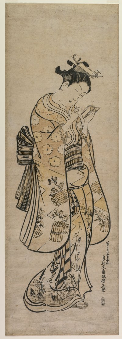 Una belleza con un espejo de Okumura Masanobu