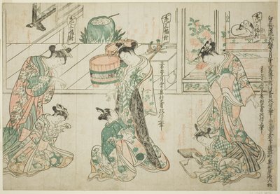 Asistentes infantiles: Un conjunto de tres (Kamuro sanpukutsui) de Okumura Masanobu