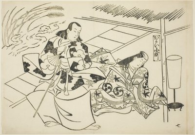 Cortejando a Komachi (Kayoi Komachi), de la serie Escenas famosas de obras de marionetas japonesas (Yamato irotake) de Okumura Masanobu
