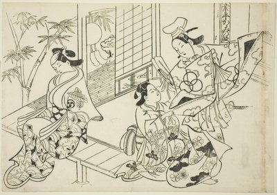 Narihira: La Escena del Espejo (Narihira kagami no dan), de la serie "Escenas Famosas de Obras de Marionetas Japonesas (Yamato irotake)" de Okumura Masanobu