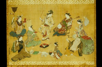 Fiesta en el barrio de los placeres como mitate de los siete dioses de la buena fortuna de Okumura Masanobu
