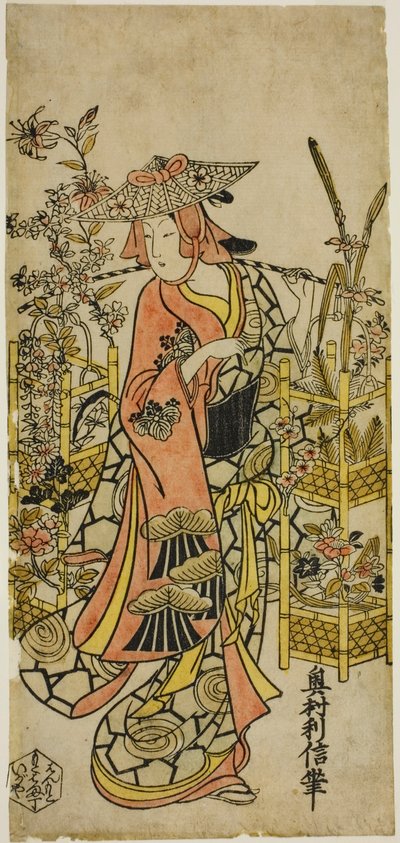 El actor Hayakawa Hatsuse como vendedor de flores de Okumura Toshinobu
