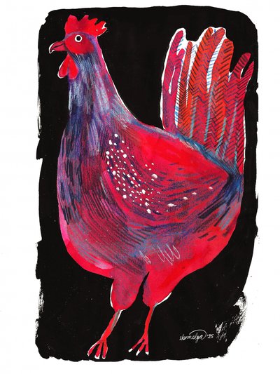 Gallo rojo brillante de Olga Skomorokhova