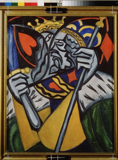 Representación simultánea del rey de corazones y el rey de diamantes. (Representación Simultánea Del Rey De Corazones Y El Rey De Diamantes). Pintura de Olga Vladimirovna Rozanova (1886-1918), óleo sobre lienzo, hacia 1915. Arte ruso, siglo XX, vanguardia de Olga Wladimirowna  Rosanowa