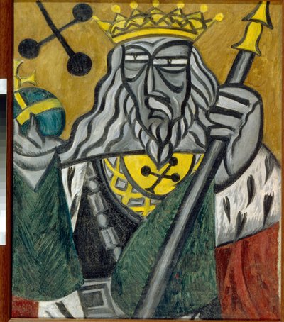 Rey de tréboles - Pintura de Olga Vladimirovna Rozanova (1886-1918), óleo sobre lienzo (80,5x68 cm) de Olga Wladimirowna  Rosanowa