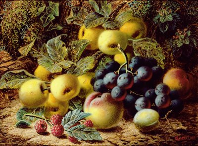 Naturaleza Muerta con Manzanas, Ciruelas, Uvas y Frambuesas de Oliver Clare