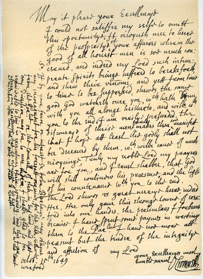 Carta de Oliver Cromwell a Lord Fairfax, Wexford, 15 de octubre de 1649 de Oliver Cromwell
