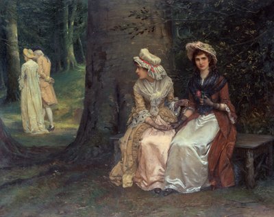 Amor no correspondido, una escena de Mucho ruido y pocas nueces (óleo sobre lienzo) de Oliver William Williams