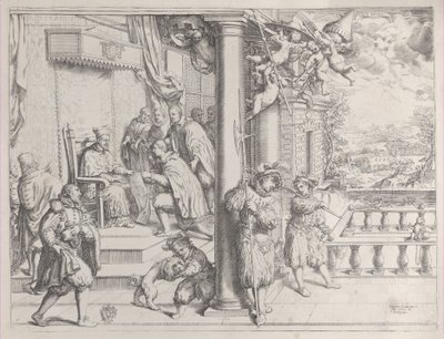 Un joven presentando su tesis al Cardenal Aldobrandini, 1620 de Oliviero Gatti