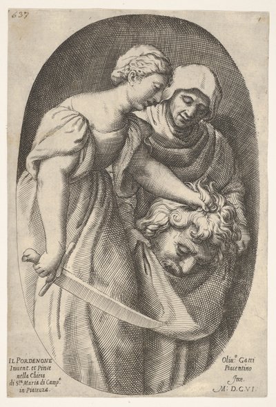 Judith con la cabeza de Holofernes en su mano izquierda y una espada en su mano derecha, 1606 de Oliviero Gatti