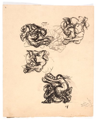 Estudios para "Dos mujeres peleando por un hombre" de Oluf Hartmann