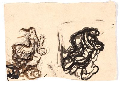 Dos estudios para "Dos mujeres peleando por un hombre" de Oluf Hartmann