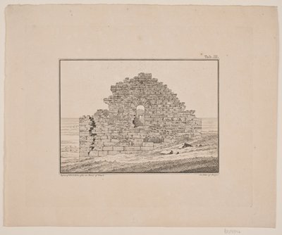 Ruinas de una iglesia en Groenlandia. Ilustración de W.A. Graah. Expedición a la costa este de Groenlandia de Oluf Olufsen Bagge