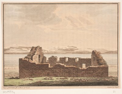 Ruina de iglesia en Groenlandia. Ilustración para W.A. Graah. Viaje de exploración a la costa este de Groenlandia de Oluf Olufsen Bagge