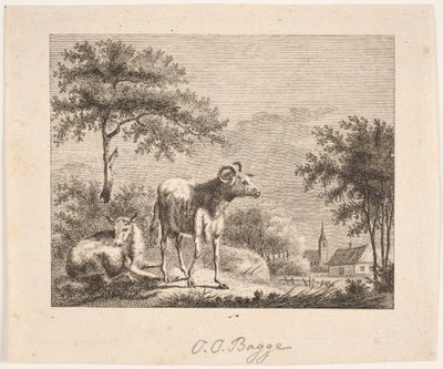 Paisaje con ovejas de Oluf Olufsen Bagge