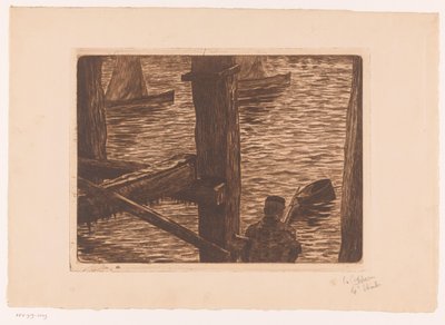 Pescador entre los pilotes de Omer Coppens (signed by artist)