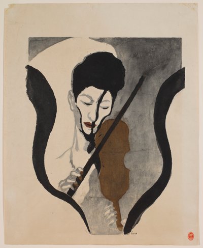 Impresión de una violinista (retrato de Suwa Nejiko) de Onchi Kôshirô