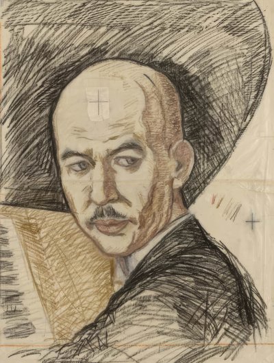 Boceto para el grabado «Retrato de Yamada Kosaku». de Onchi Kôshirô