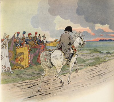 Imagen imaginaria de Napoleón a caballo, recibiendo el respeto de los soldados de Europa de Onfray de Breville Job