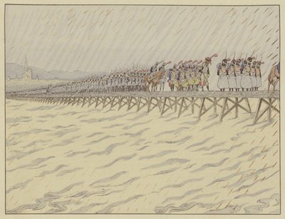 Napoleón y su ejército cruzando el Rin en Kehl, 1 de octubre de 1805 de Onfray de Breville Job