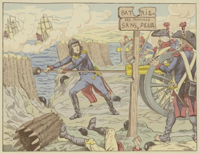 Napoleón cargando un cañón como un soldado común en el Sitio de Tolón, 1793 de Onfray de Breville Job